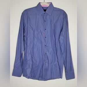 Men's Blue Pinstripe Dress Shirt